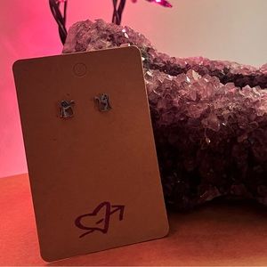 Cute silver cat earrings